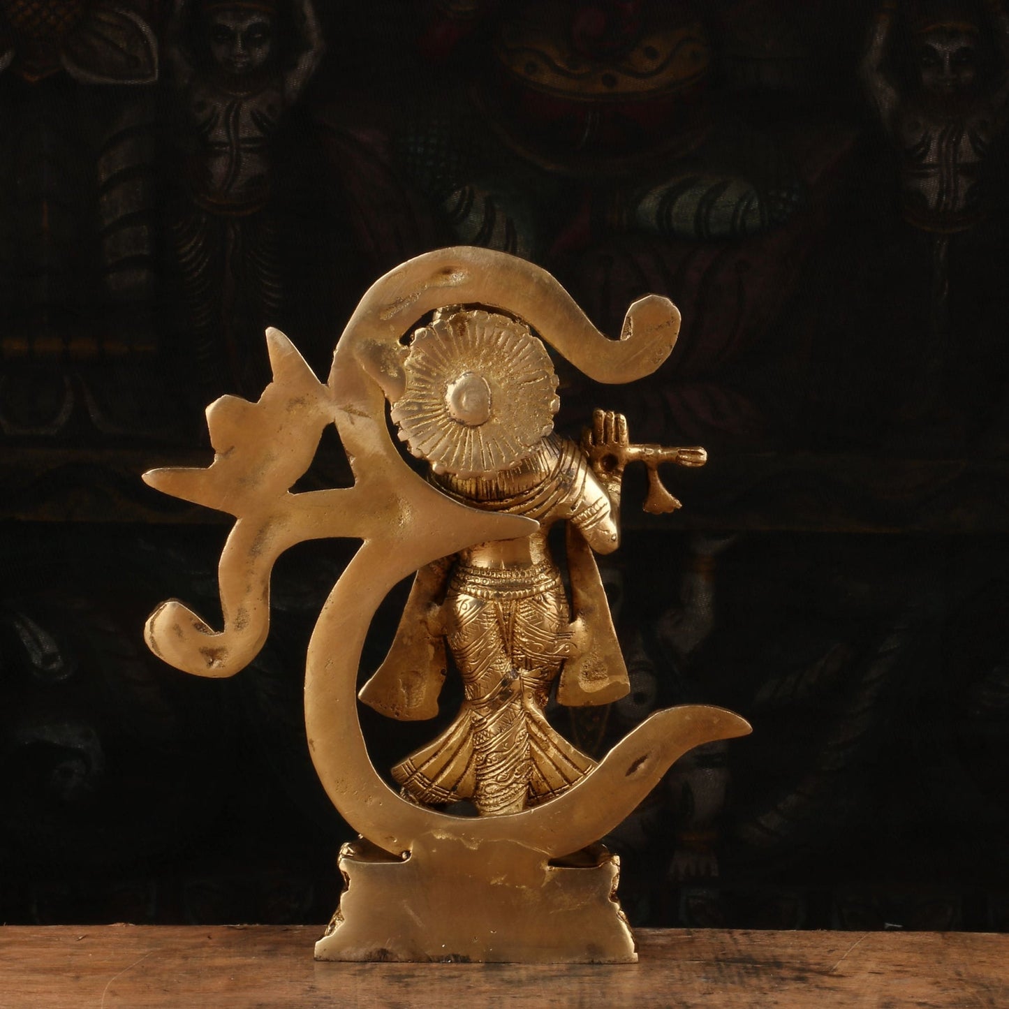 Brass Om Krishna Playing Flute Weight 1.5 Kg And Height 8 Inch