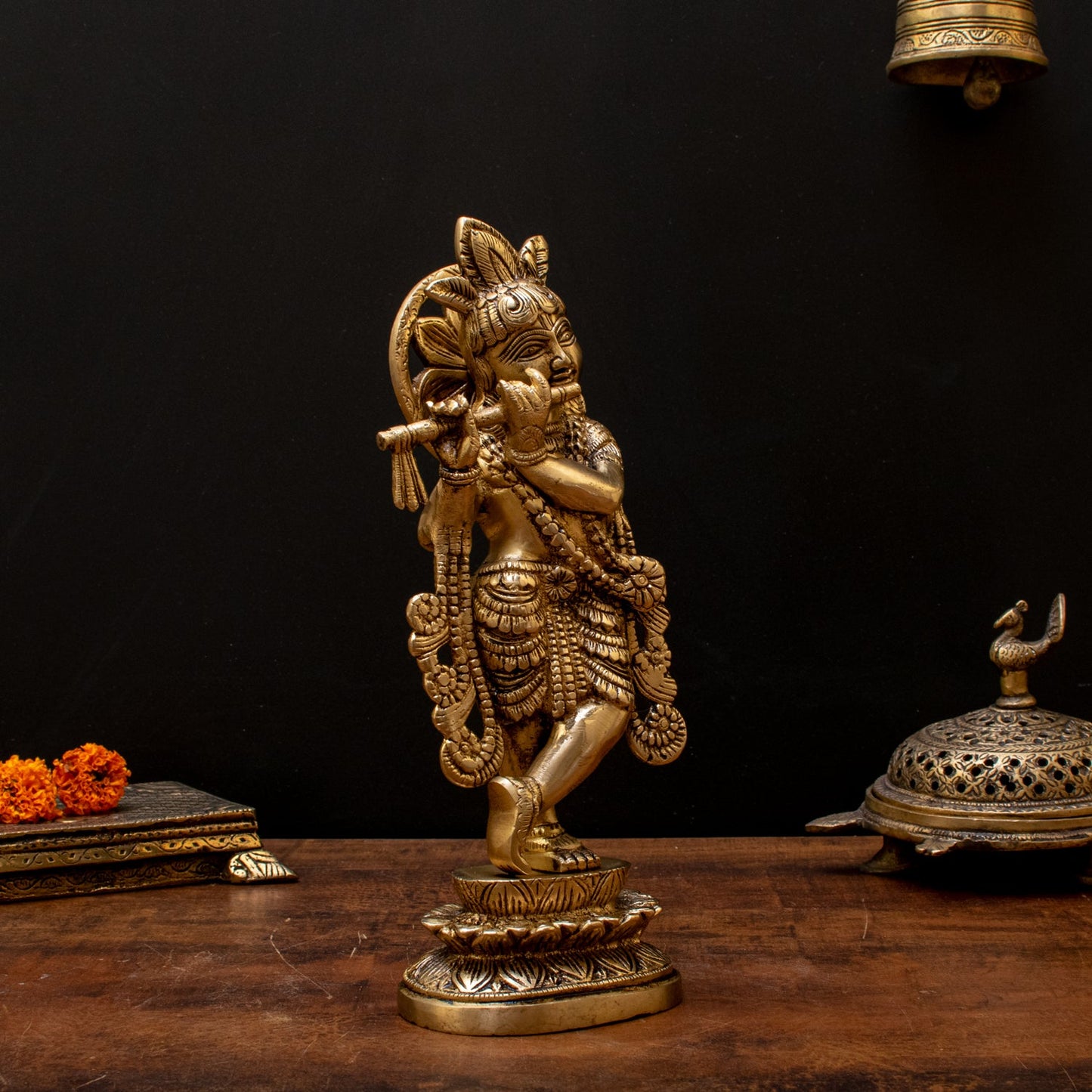 Brass Standing Krishna Weight 1.55 Kg And Height 10 Inch