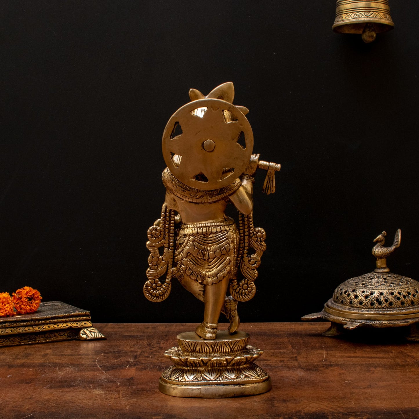 Brass Standing Krishna Weight 1.55 Kg And Height 10 Inch