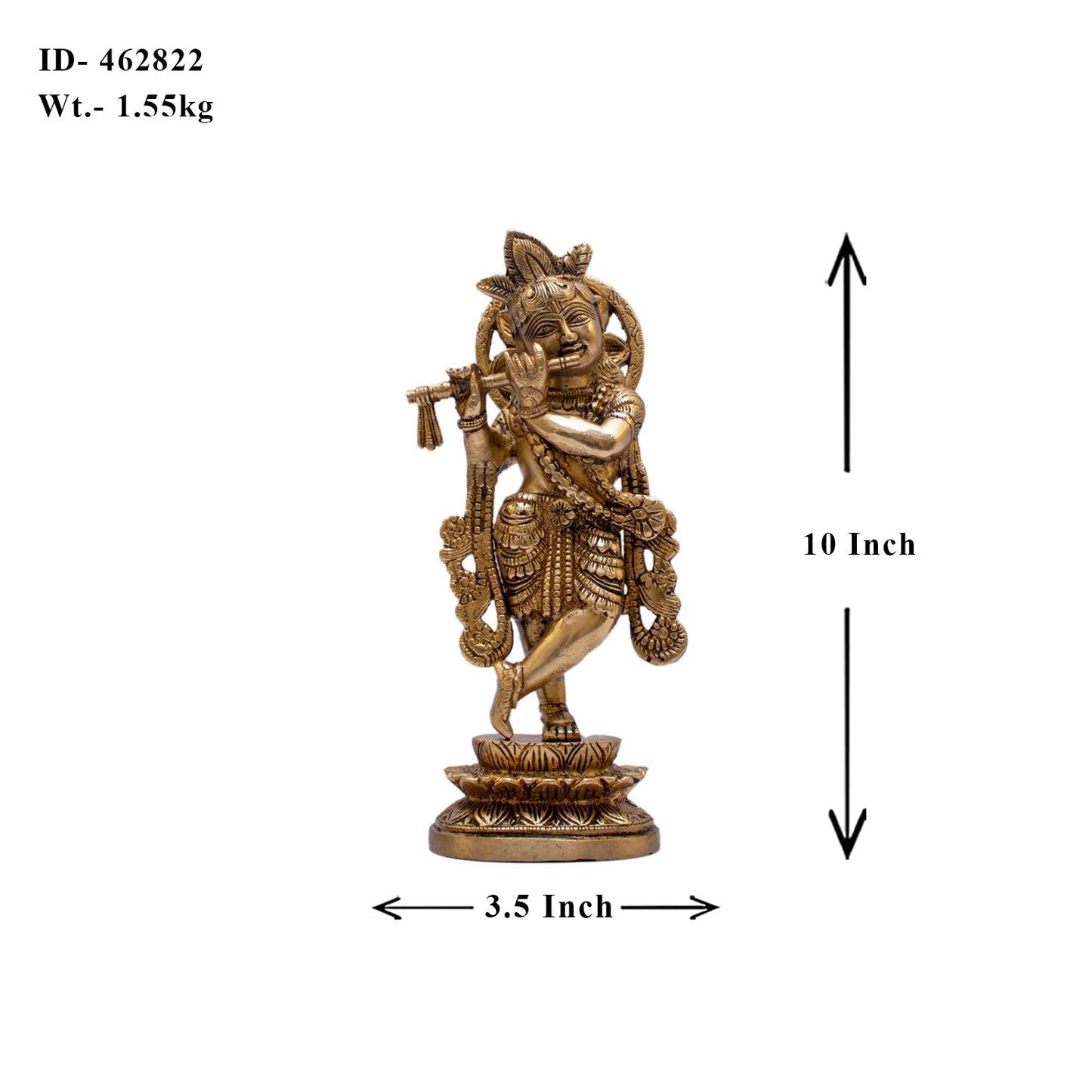 Brass Standing Krishna Weight 1.55 Kg And Height 10 Inch