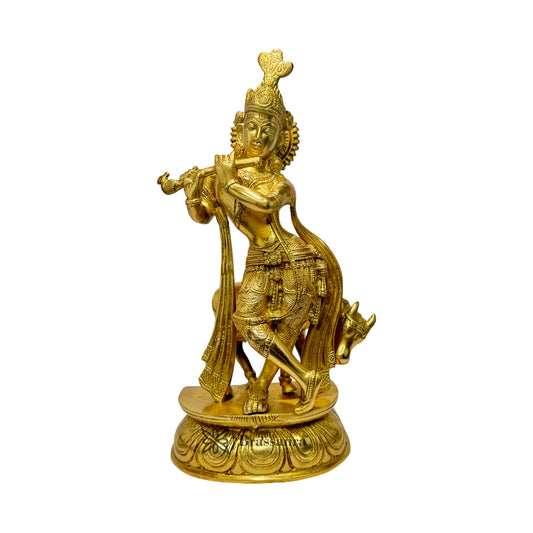 Brass Krishna Murti for Home and Decor Height 38 cm Weight 4.5 Kg