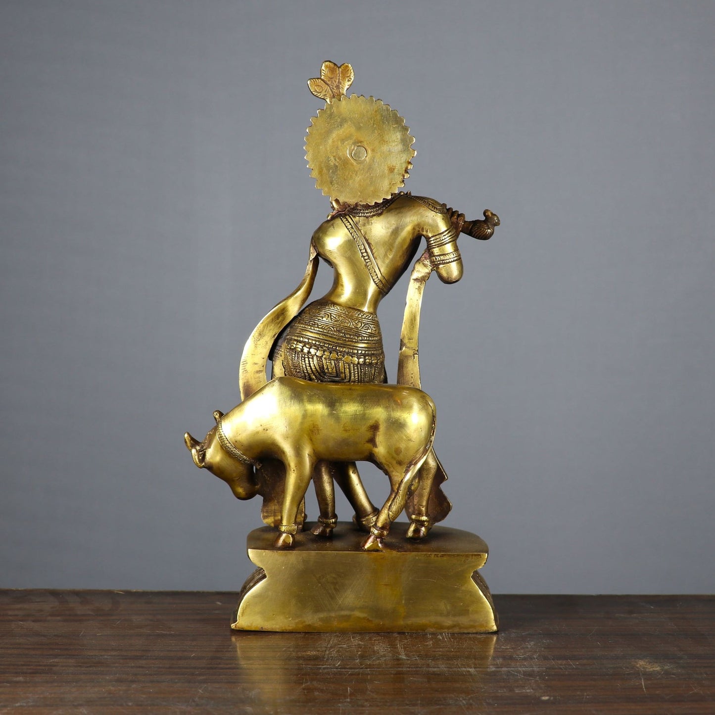 Brass Cow & Krishna Weight 4.4 Kg And Height 13 Inch