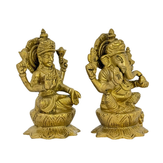 Brassaura™ Traditional Brass Laxmi Ganesha Murti – Height 4.4 Inches & Weight 1.6 Kgs | Puja & Temple Idol