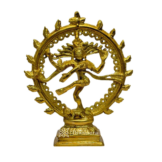 Brass Golden Natraj God Idols for Home and Decor Weight 550 Grams Height 17 cm