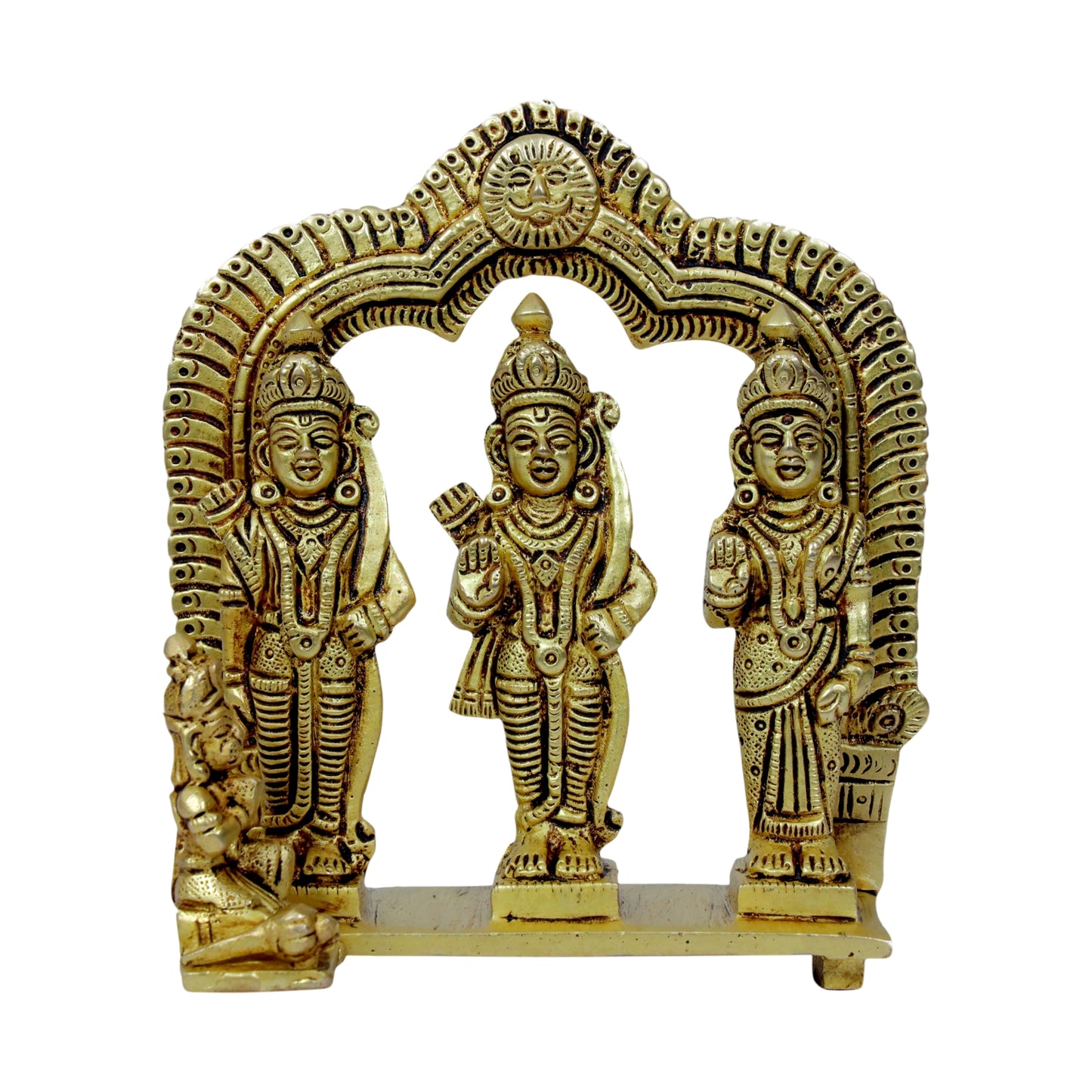 Brass Ram Darbar with Sita Laxman Hanuman Idol Statue Height 19 cm Weight 960 Gram