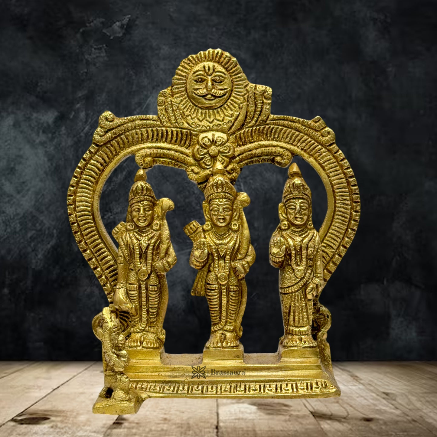 Brass Ram Darbar Sita Laxman Hanuman Idol Statue Height 19 cm Weight 960 Gram
