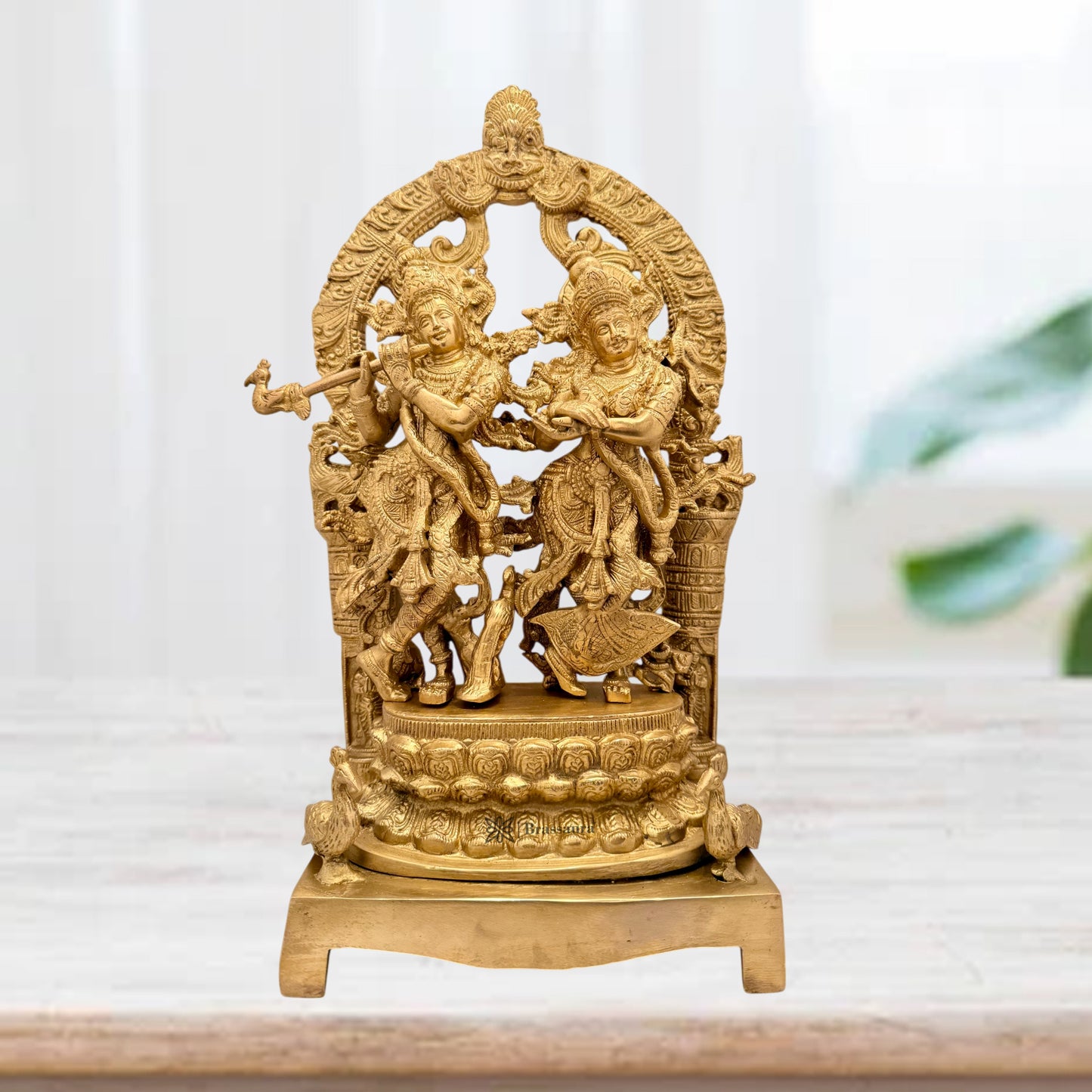 Brass Big Radha Krishna Murti Quality Kanhaiya with Flute for Home Office Decor Weight 9.7 Kg Height 13 cm