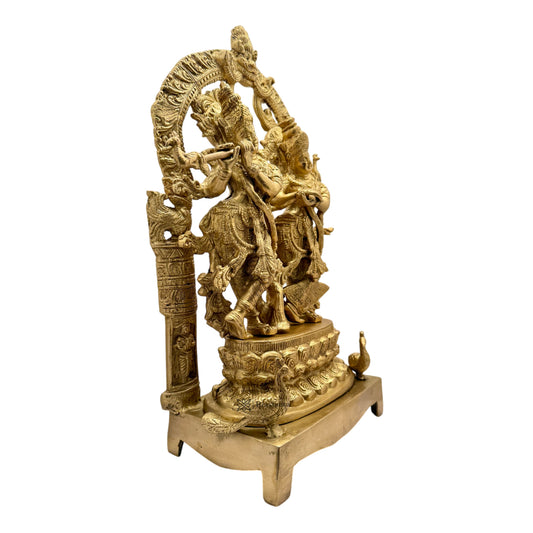 Brass Big Radha Krishna Murti Quality Kanhaiya with Flute for Home Office Decor Weight 9.7 Kg Height 13 cm
