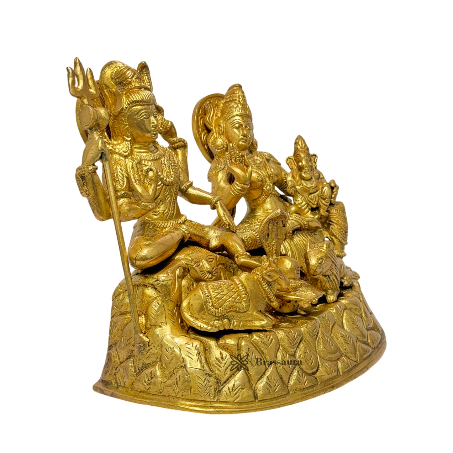 Brass Golden Shiva Parivar Murti for Home and Decor Height 23 cm Weight 4.4 Kg
