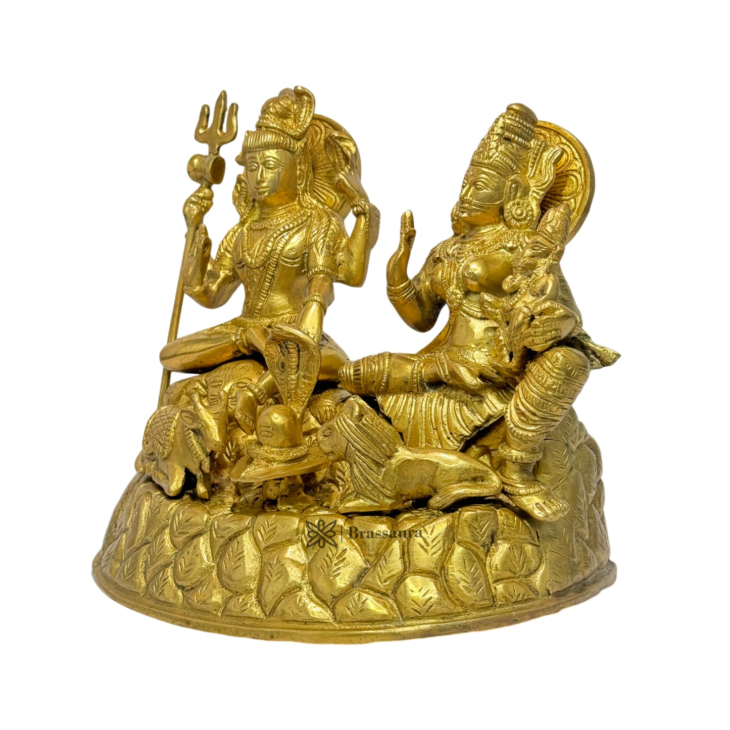 Brass Golden Shiva Parivar Murti for Home and Decor Height 23 cm Weight 4.4 Kg