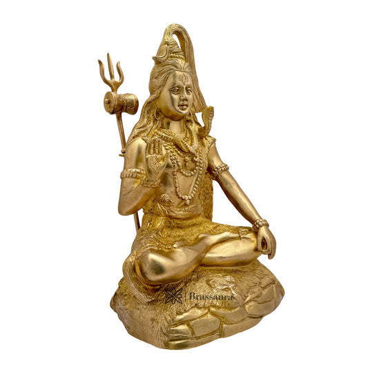 ब्रासौड़ा® ब्रास शिव मूर्ति | जटिल हस्तनिर्मित प्रतिमा | ऊंचाई 13.5 इंच