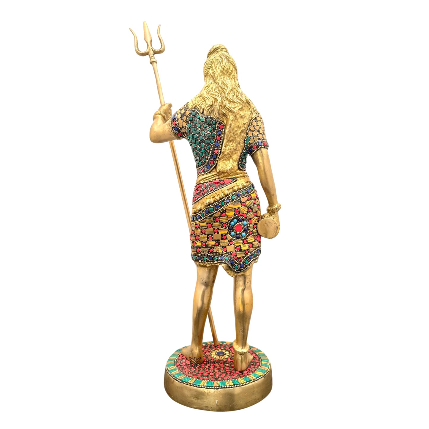 Brassaura™ Brass Gem Stone Work Standing Shiva Murti – Height 19.2 Inches & Weight 6.1 Kgs | Classic Idol