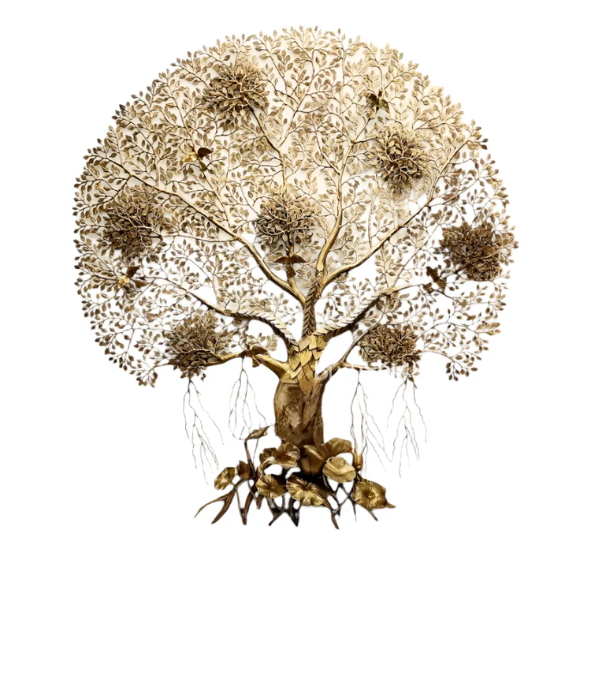 Brassaura™ Handcrafted Brass Tree Wall Hanging – Height 75 Inches & Weight 60.3 Kgs | Temple Wall Décor