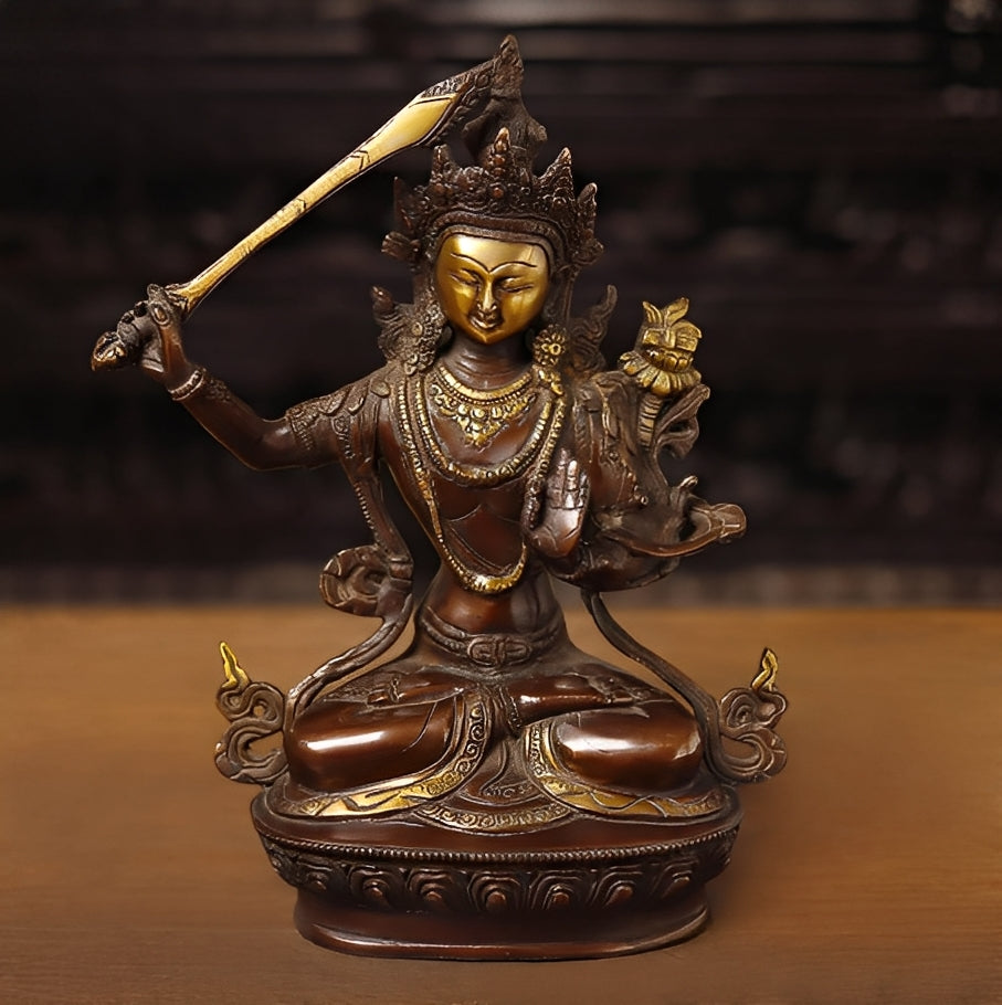 Brass Vintage Tara (Manjushree) Statue Weight 3.8 Kg And Height 12.5 Inch