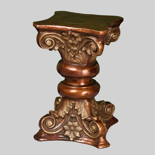 Brassaura® Ornate Decorative Pedestal Stand | Antique Copper Two-Tone Brass Finish | Height 18 Inches & Weight 20.35 Kgs