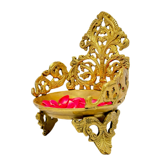 Brassaura® Umi Brass Urli Diya with Antique Golden Brass Finish | Pure Superfine Brass Handcrafted Murti | Brass Statue for Home Temple, Pooja Room | Height 9.8 Inches | Weight 2 Kgs