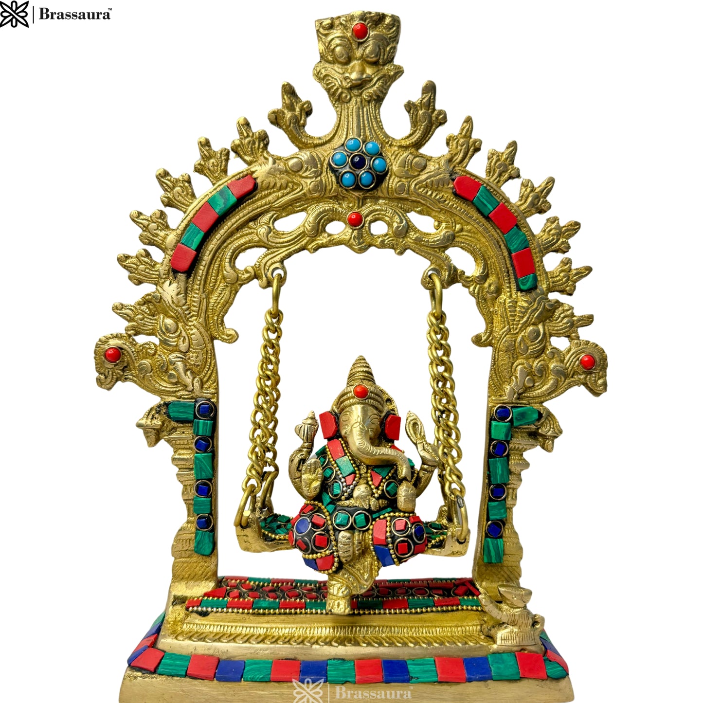 Brass Handwork Kirtimukha Ganesha Jhula Statue Height 28 Cm Weight 1.6 Kg