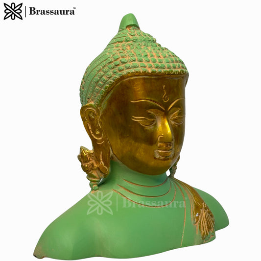 Brassaura™ Brass Vitarka Statue Multicolor Idol for Home Decor Weight 1.5 Kg Height 20 cm