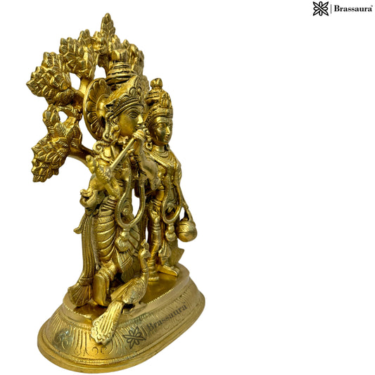 Brassaura™ Radha Krishna Murti | Pure Brass with Intricate Hand-Carving | Height 30 cm (11.8 Inches) & Weight 6.88 Kgs