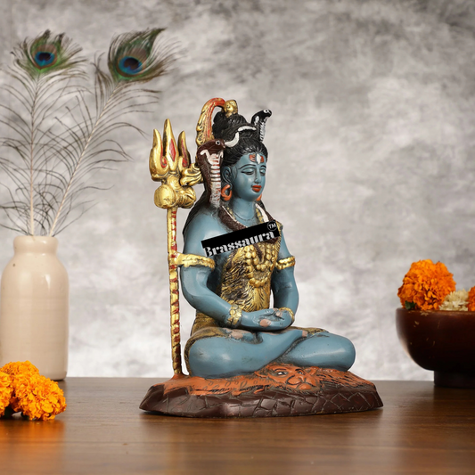 Brassaura™ Brass Shiva Idol – Height 10.5 Inches & Weight 6 Kgs | Spiritual Home Décor