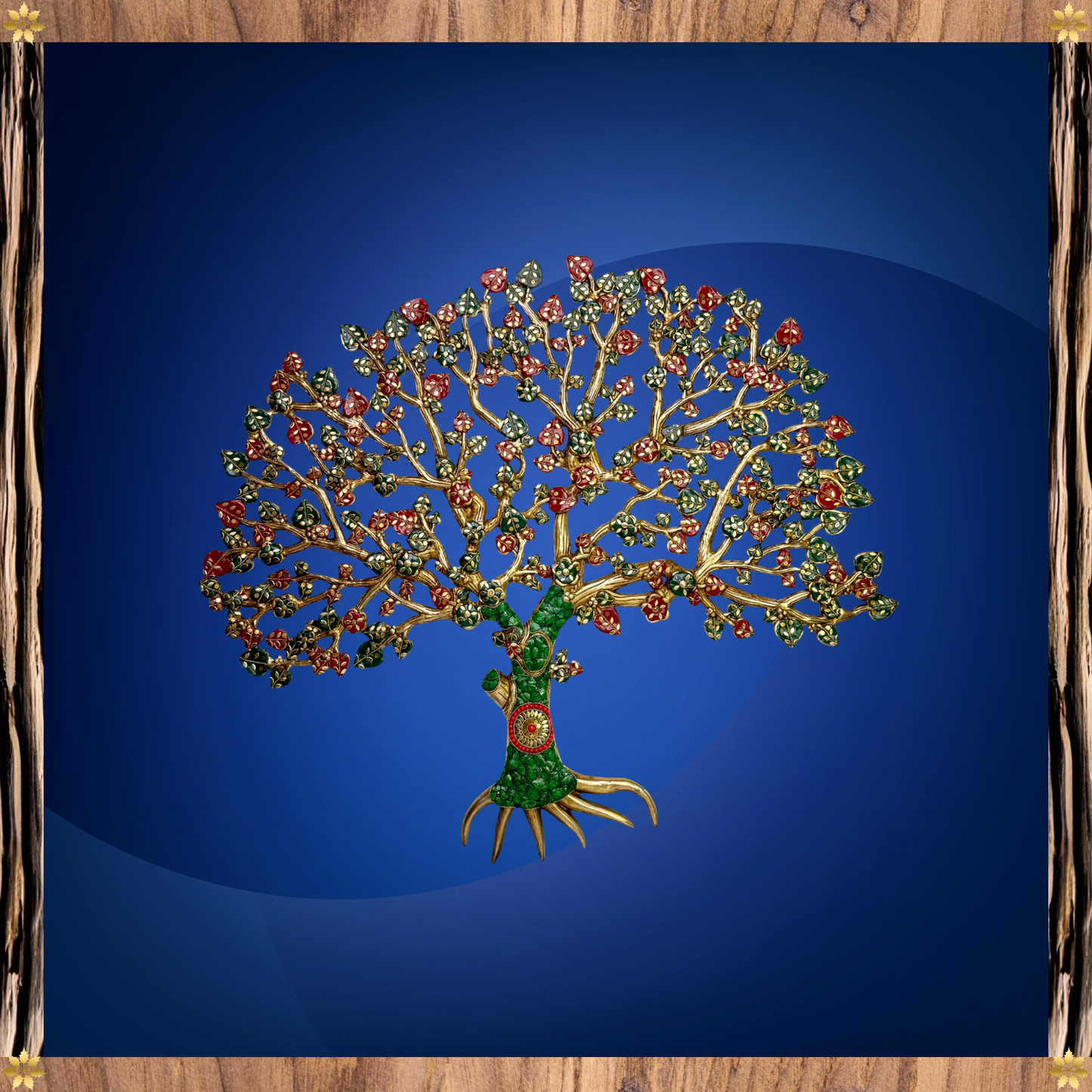 Brass Gem Stone Work Tree of Money for Home and Decor Weight 9 Kg Height 66 cm