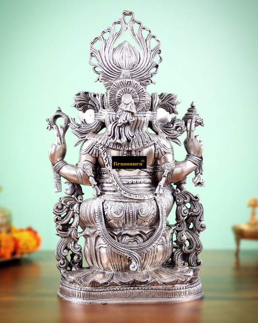 Brassaura™ Pure Superfine Brass Lord Ganesha Statue – 14" Height, 7.5 kg – Unique Handcrafted Elegance