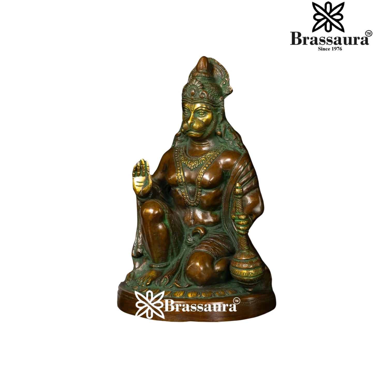 Brassaura™ Sacred Brass Hanuman Murti – Height 10 Inches & Weight 3.6 Kgs | Handcrafted Idol