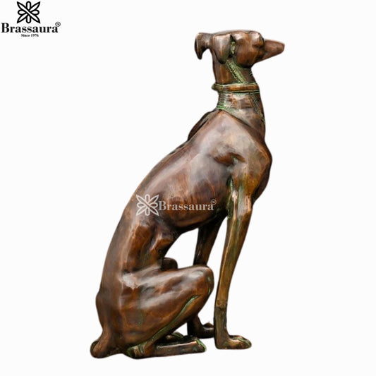 Brassaura® Pair of Art Deco Brass Greyhound Statues | Handcrafted Decorative Sculptures | Height 21.7 Inches & Weight 22.9 Kgs
