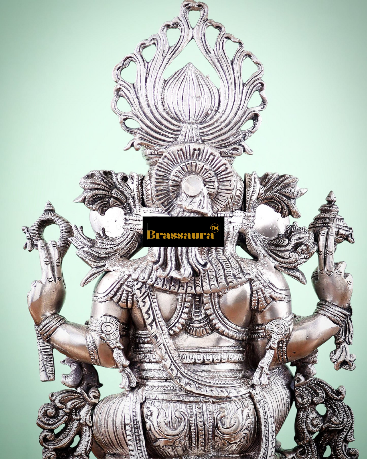 Brassaura™ Pure Superfine Brass Lord Ganesha Statue – 14" Height, 7.5 kg – Unique Handcrafted Elegance