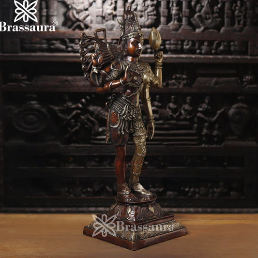 Brassaura™ Brass Ardhanarishwar Statue – Height 38.2Inches & Weight 24.21 Kgs | Handcrafted Symbol of Divine Harmony