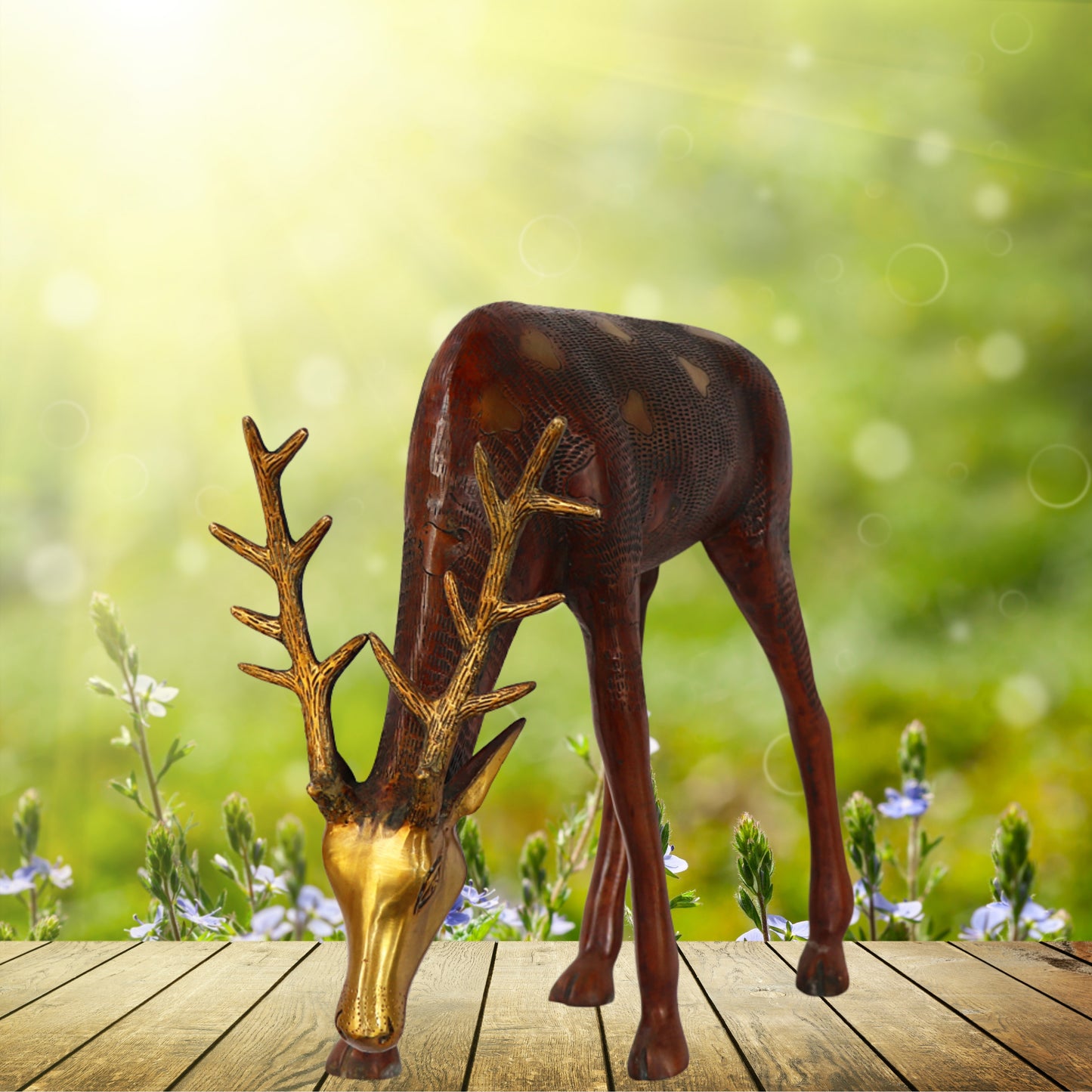 Brass Deer For Home Décor And Gift Items Weight 11.5 kg Height 16 Inch