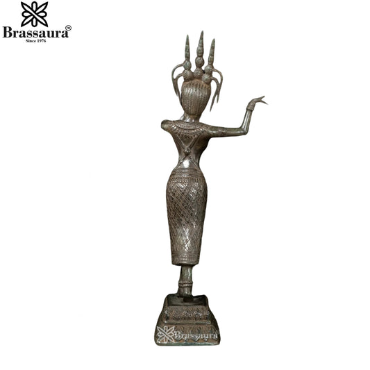 Bronze Combodian Khmer Dance Pose Apsara Weight 2.4 Kg And Height 18 Inch