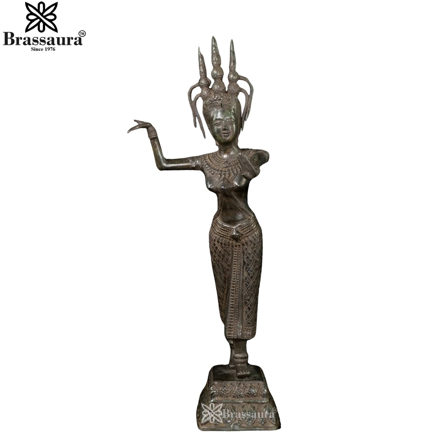Bronze Combodian Khmer Dance Pose Apsara Weight 2.4 Kg And Height 18 Inch