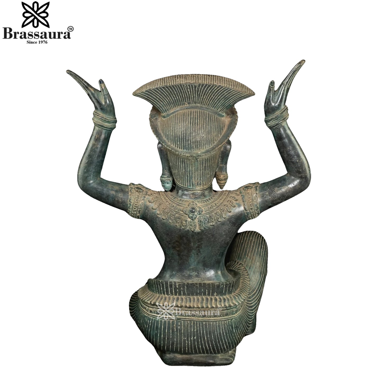 Bronze Combodian Khmer Sitting Apsara Weight 28.5 Kg And Height 28 Inch