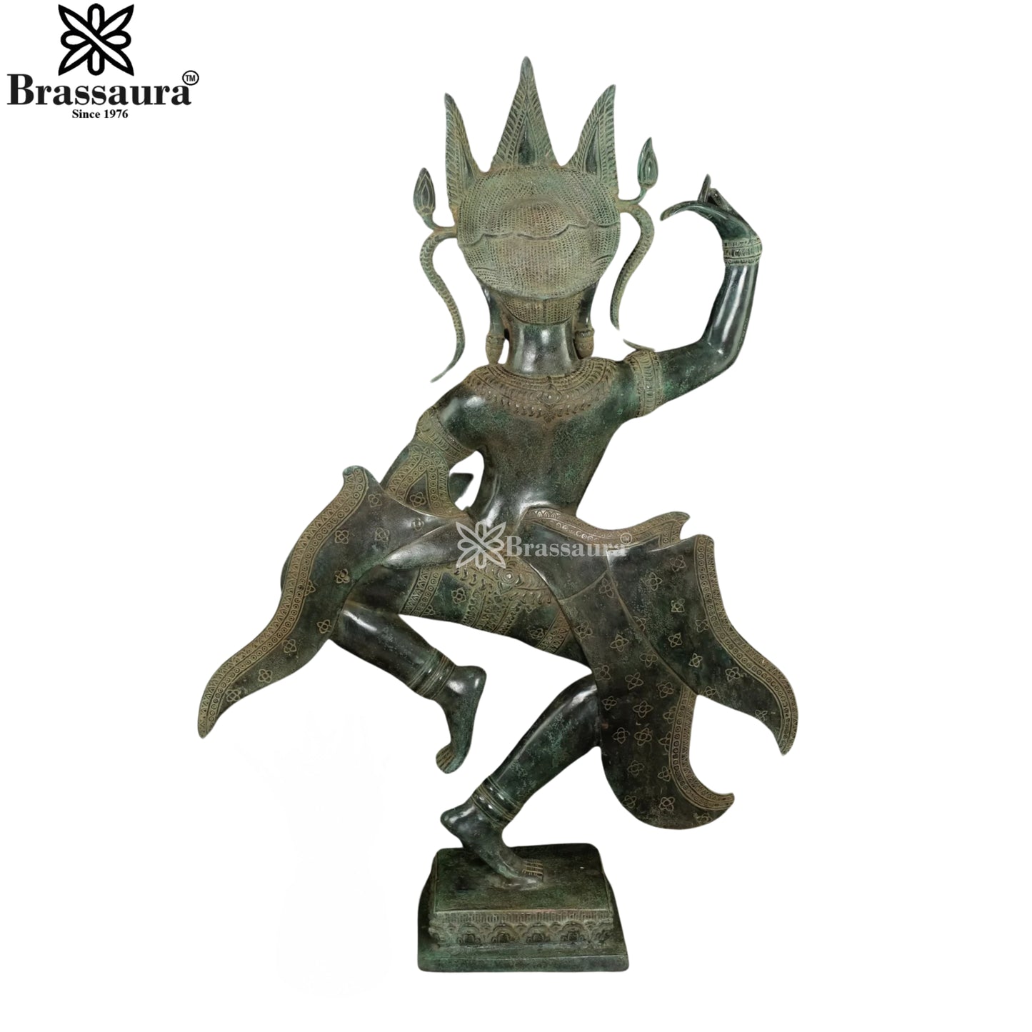 Bronze Combodian Khmer Style Dancing Apsara Weight 9.5 Kg And Height 30 Inch