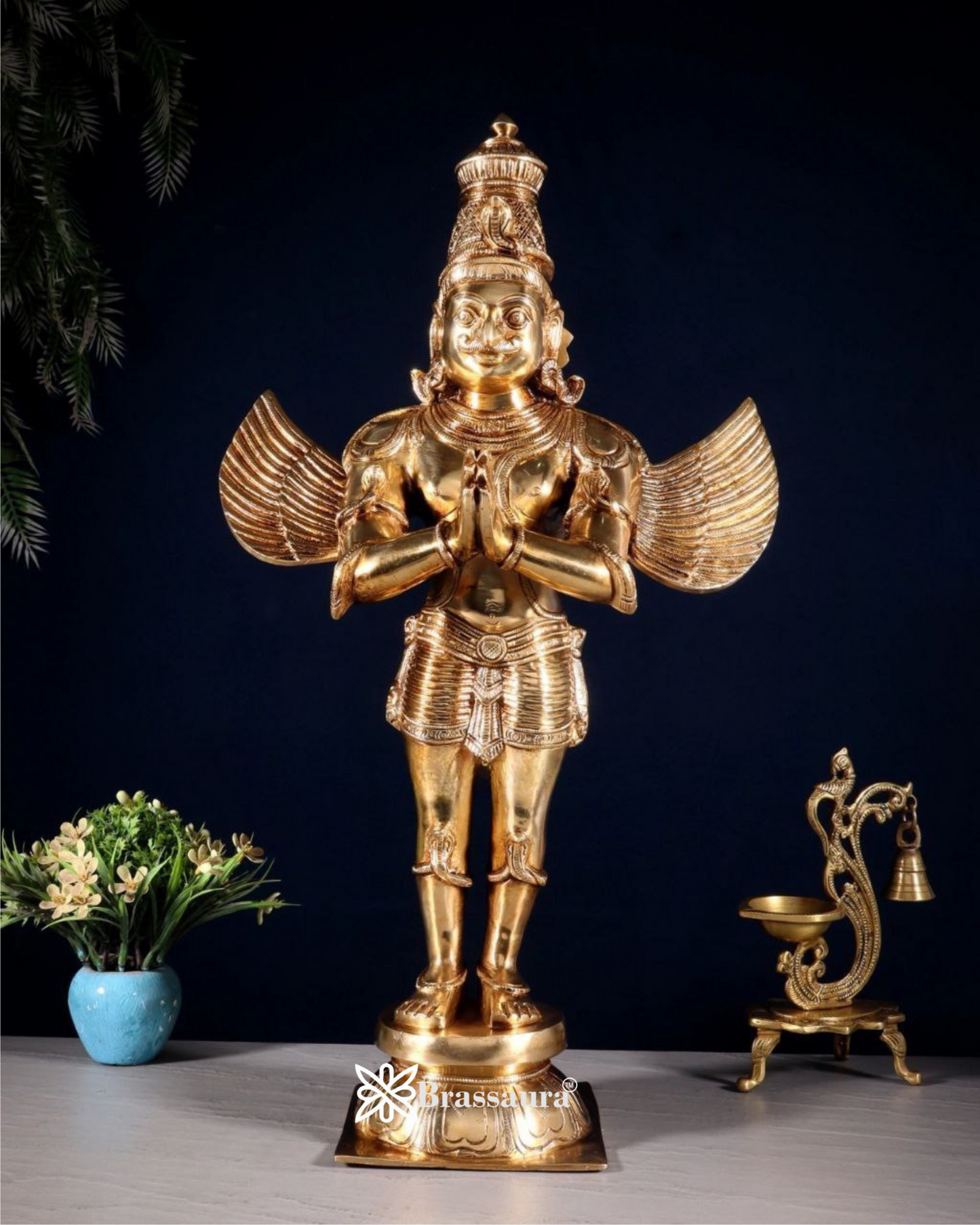 Handcrafted Brass Idol in Glossy Golden Finish – Height 22 Inches, Weight 10 Kgs