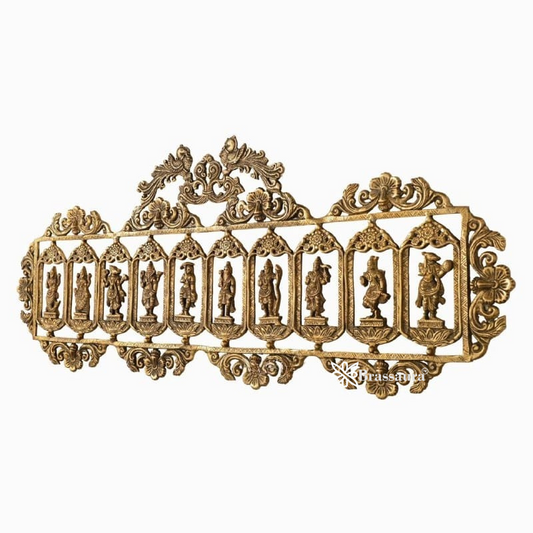 Brassaura™ Brass Dashavatar Wall Hanging – Width 30 Inches & Height 12 Inches, Weight 7.6 Kgs