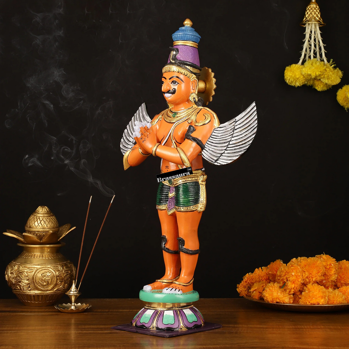 Handcrafted Superfine Brass Garuda Statue – Height 22 Inches, Weight 12 Kgs