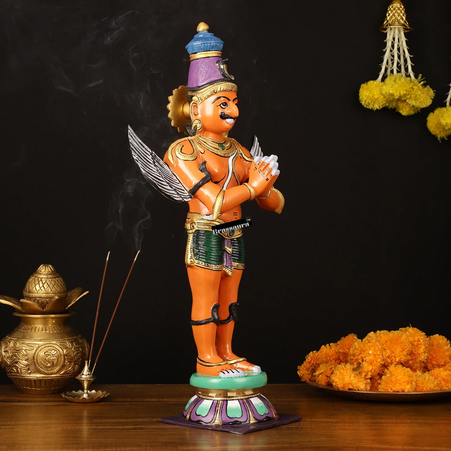 Handcrafted Superfine Brass Garuda Statue – Height 22 Inches, Weight 12 Kgs