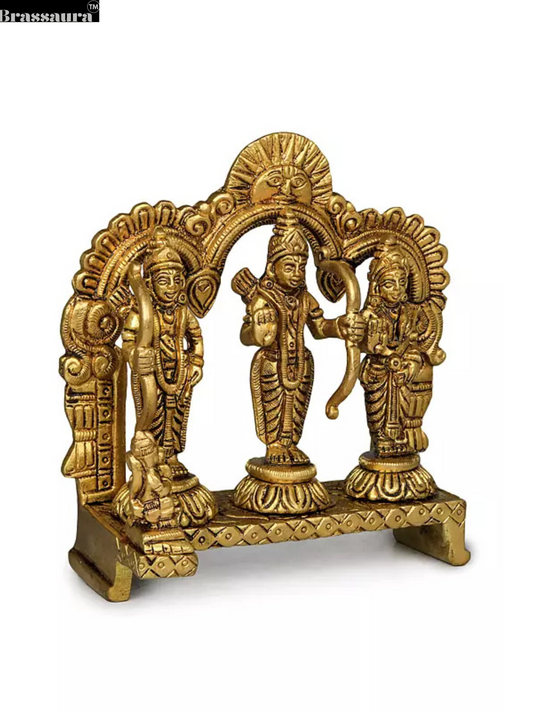 Brassaura™ Brass Ram Darbar Idol – Height 5 Inches & Weight 0.87 Kgs | Graceful Depiction of Lord Ram Parivar in Brass