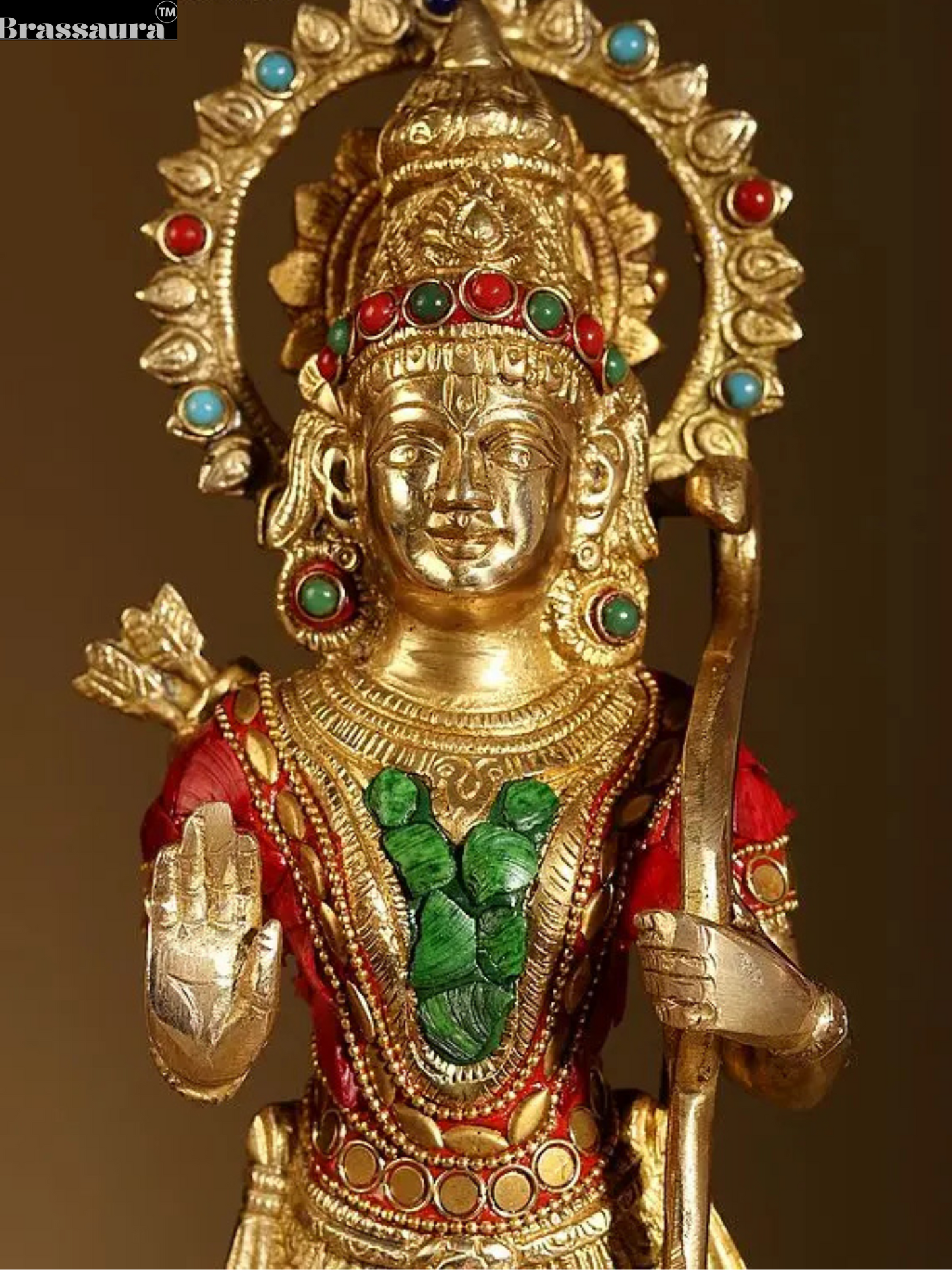 Brassaura™ 13" Shri Ram Darbar Brass Statue with Inlay Work | Height 33 cm | Weight 9.39 Kg