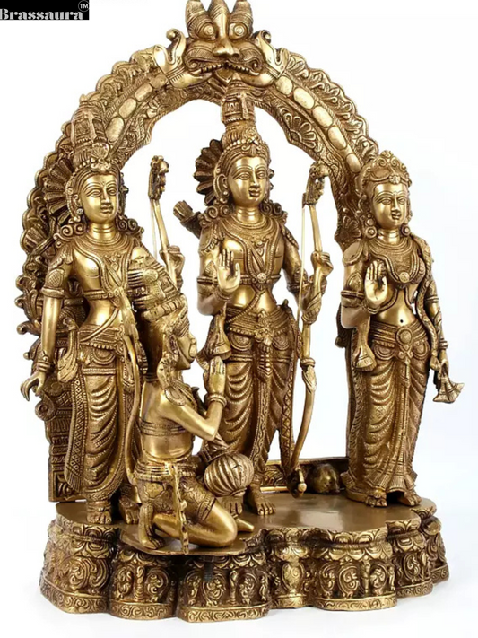Brassaura™ 25" Ayodhya Rama Darbar Brass Statue | Height 25.59 Inches | Weight 35 Kg | Handmade Brass Idol