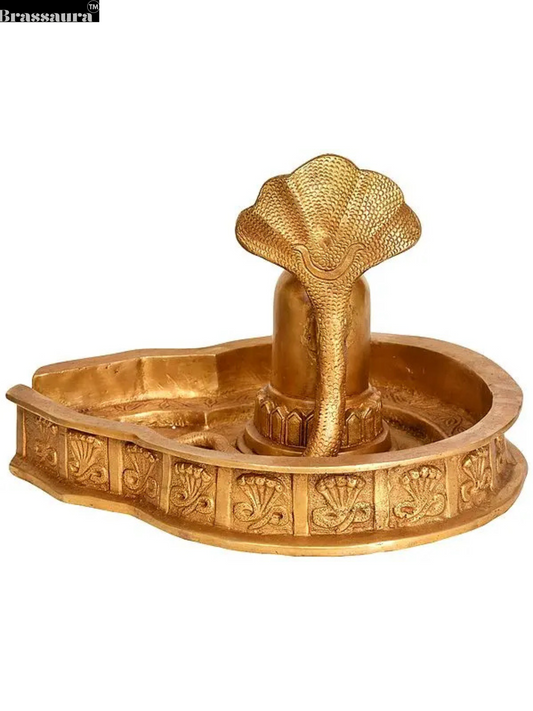 Brassaura™ Pure Brass Shivling– 8 Inch Height, 5.750 Kg Weight – Handcrafted Sacred Symbol of Lord Shiva