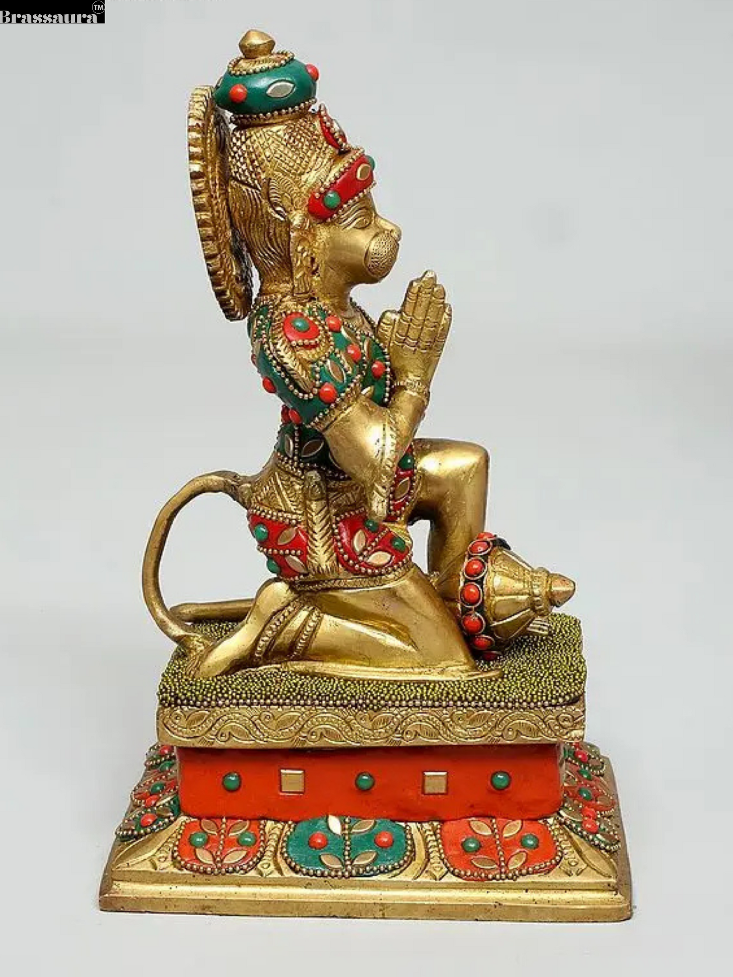 Brassaura™ Brass Ram Darbar Statue Set – Rama, Sita, Lakshman & Hanuman | Height 18 Inches (Rama) | Pure Brass Idols for Temples & Home Decor