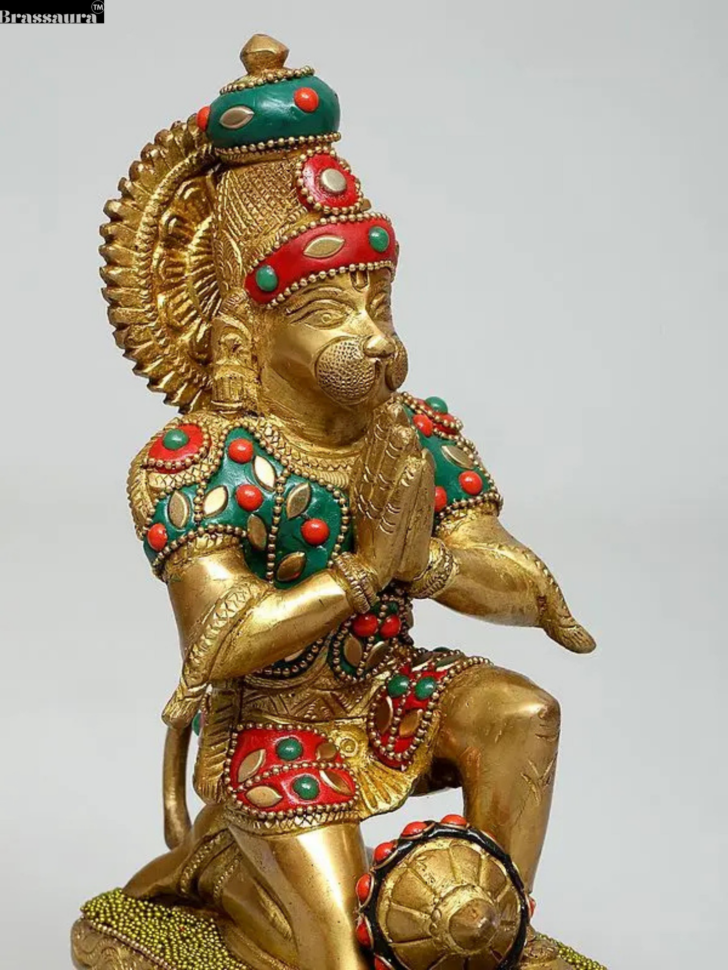 Brassaura™ Brass Ram Darbar Statue Set – Rama, Sita, Lakshman & Hanuman | Height 18 Inches (Rama) | Pure Brass Idols for Temples & Home Decor
