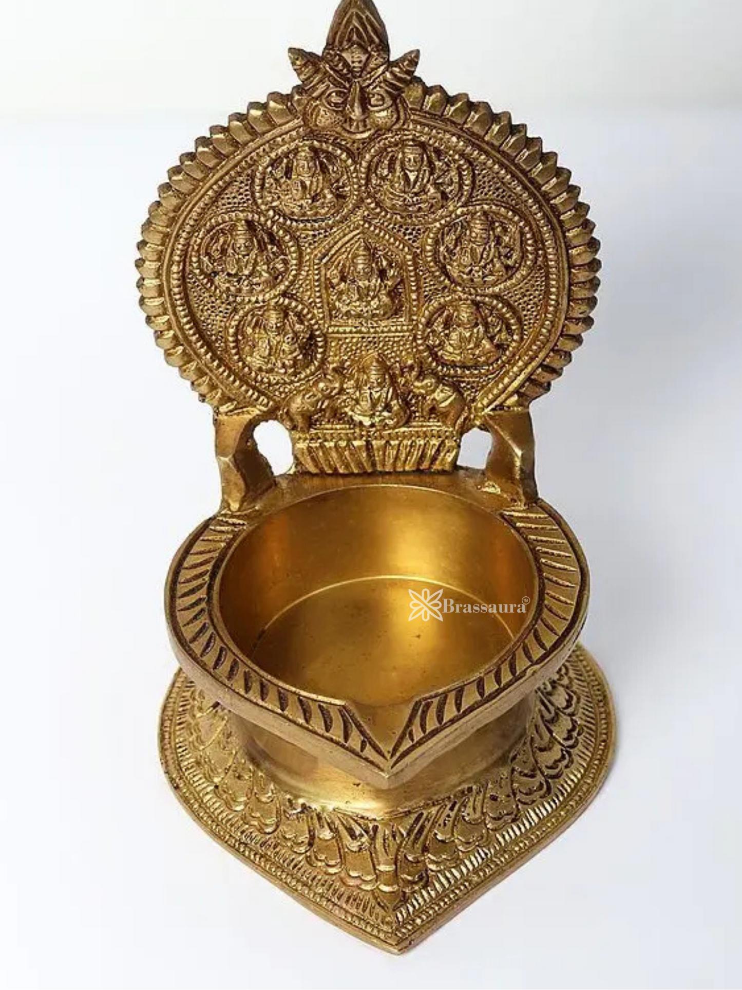 Brassaura™ Ashtalakshmi Brass Diya (Lamp) – Height 6.69 inches | Weight 0.90 kgs