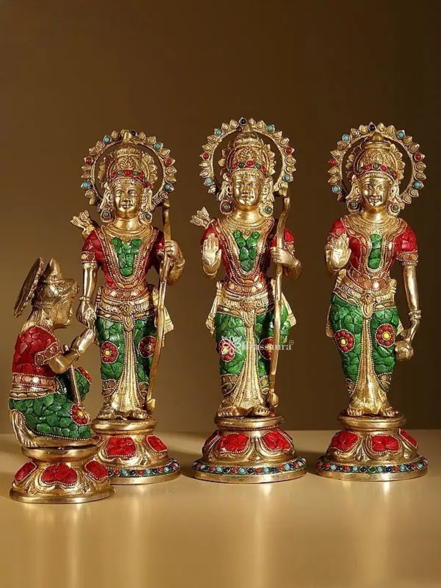 Brassaura™ 13" Shri Ram Darbar Brass Statue with Inlay Work | Height 33 cm | Weight 9.39 Kg