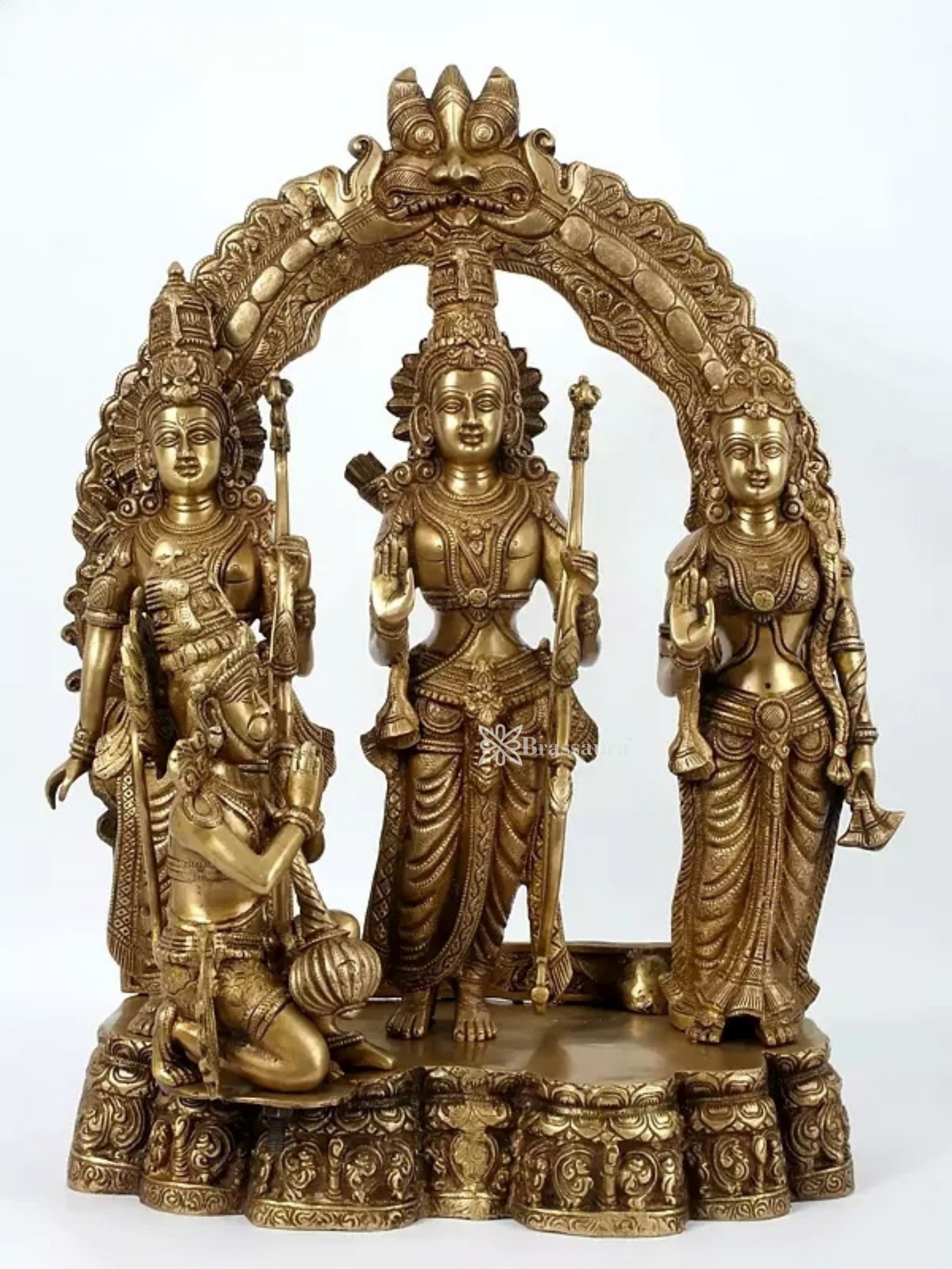 Brassaura™ 25" Ayodhya Rama Darbar Brass Statue | Height 25.59 Inches | Weight 35 Kg | Handmade Brass Idol
