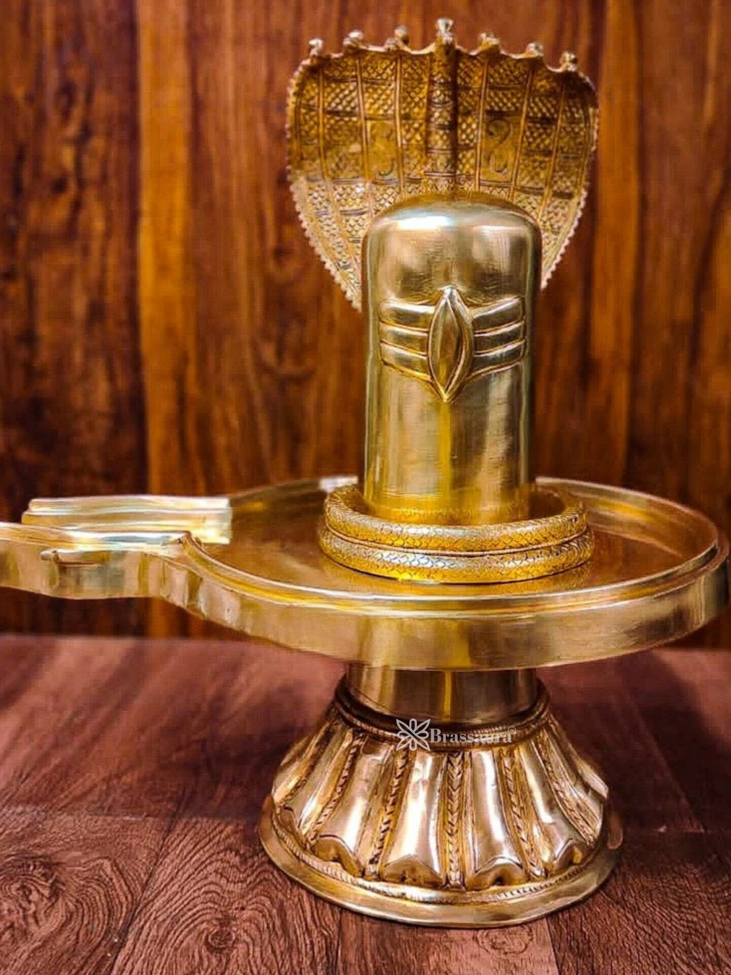 Brassaura™ Superfine Brass Shiva Ling with Snake | Height 22 Inches | Weight 22.3 Kgs | Spiritual Home Decor