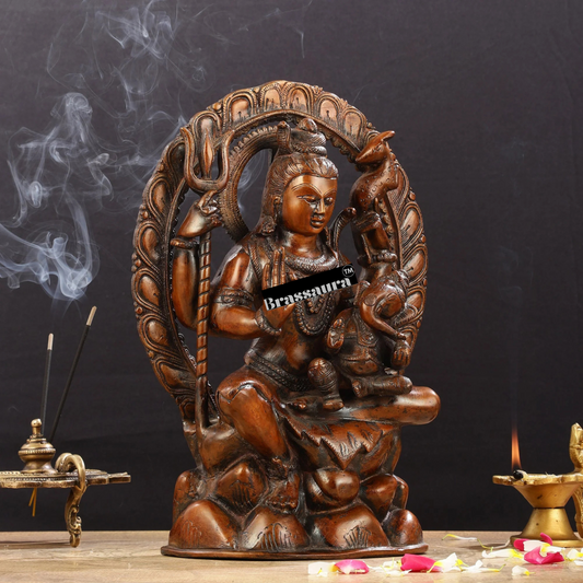 Brassaura™ Pure Brass Lord Ganesha on Shiva’s Lap | Height 12 Inches | Weight 4 Kgs | Spiritual Home Decor